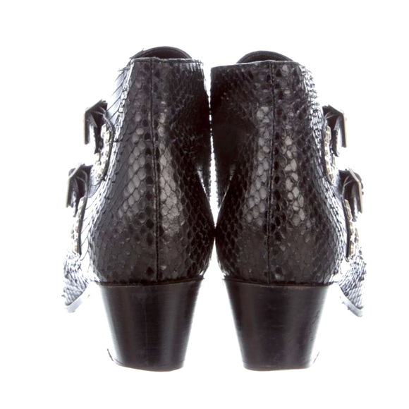 Authentic SAINT LAURENT Black Python Studded Double Monk Ankle Booties (EUC) - Picture 4 of 11